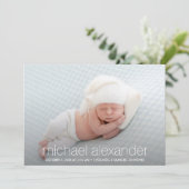 Moderne Baby foto geboorte Aankondiging (Staand voorkant)