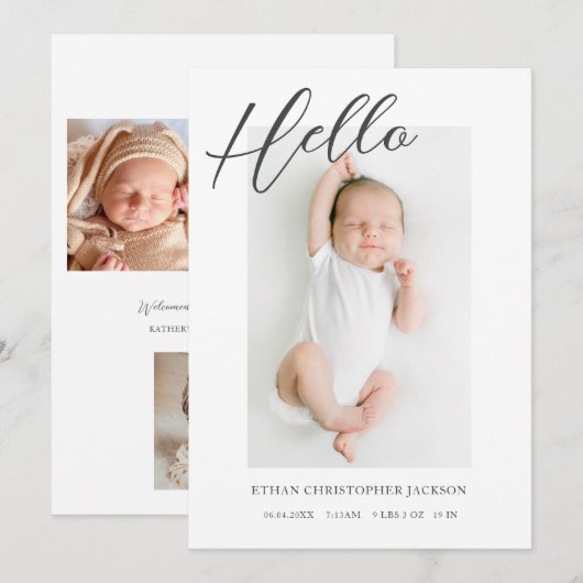 Moderne Baby foto geboorte Aankondiging (Voorkant / Achterkant)