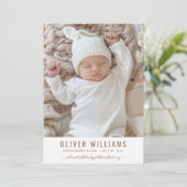 Moderne baby Foto Geboorte Aankondiging Flat Kaart (Staand voorkant)