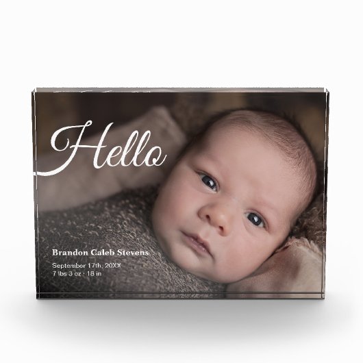 Moderne Baby Foto Geboorte Aankondiging Fotoblok (Voorkant)