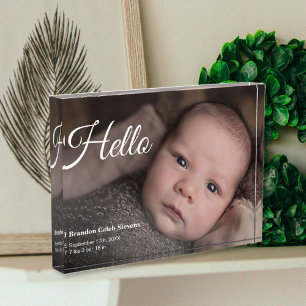 Moderne Baby Foto Geboorte Aankondiging Fotoblok