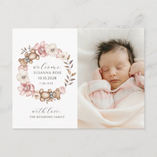 Moderne Baby foto geboorte Aankondigingskaart (Voorkant)