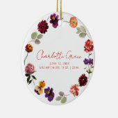 Moderne Baby Foto Geboorte Statistieken Boho Rusti Keramisch Ornament (Rechts)