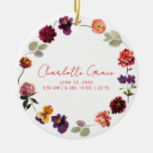 Moderne Baby Foto Geboorte Statistieken Boho Rusti Keramisch Ornament (Voorkant)