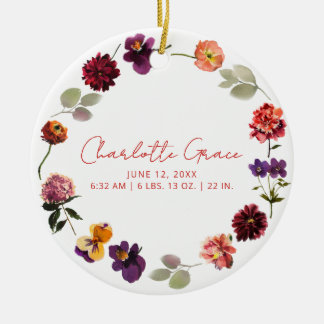 Moderne Baby Foto Geboorte Statistieken Boho Rusti Keramisch Ornament