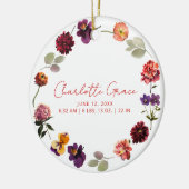 Moderne Baby Foto Geboorte Statistieken Boho Rusti Keramisch Ornament (Links)