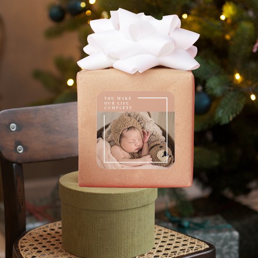 Moderne Baby foto | Je maakt mijn leven compleet m Vierkante Sticker