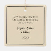 Moderne Baby Foto Kerst Champagne Gouden Script Keramisch Ornament (Achterkant)