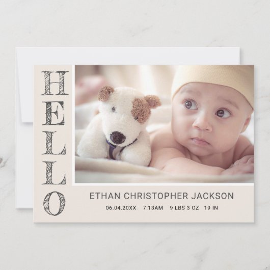 Moderne Baby-foto Moderne geboorteaankondiging Aankondiging (Voorkant)