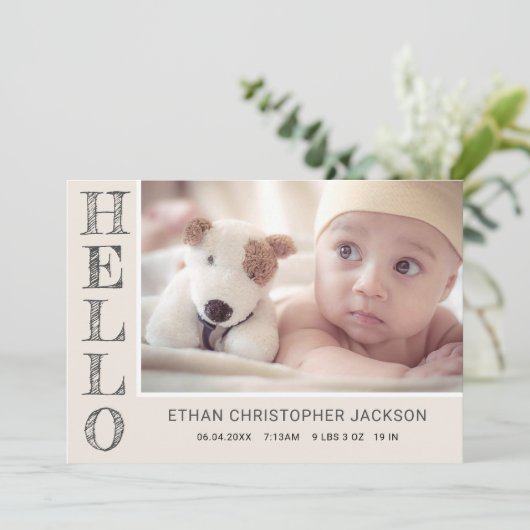 Moderne Baby-foto Moderne geboorteaankondiging Aankondiging (Staand voorkant)