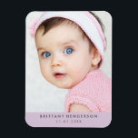 Moderne Baby foto | Pastel Paarse Magneet<br><div class="desc">Moderne baby,  kind foto. U kunt ook uw familiefoto toevoegen.</div>