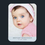 Moderne Baby foto | Pastelblauw Magneet<br><div class="desc">Moderne baby,  kind foto. U kunt ook uw familiefoto toevoegen.</div>