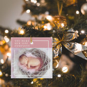 Moderne Baby foto | Roze en wit | Citaat Keramisch Ornament