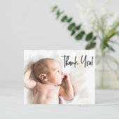 Moderne Baby Foto van Handlettering Dank je wel Briefkaart (Staand voorkant)