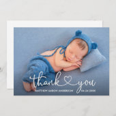 Moderne Baby foto van het Hart van het Manuscript Bedankkaart (Voorkant / Achterkant)