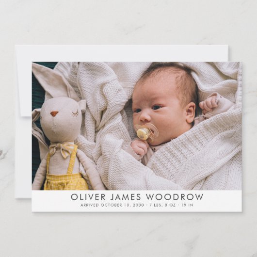 Moderne Baby fotocollage geboorte aankondiging (Voorkant)