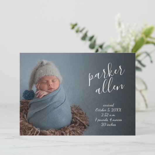 Moderne Baby fotocollage geboorte Aankondiging (Staand voorkant)