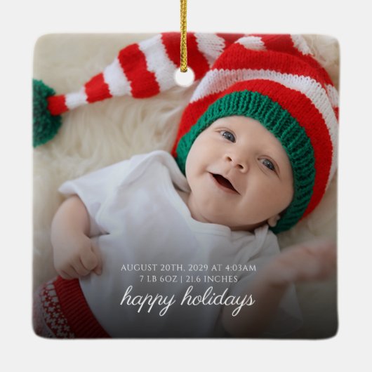 Moderne Baby foto's 1 Kerstmis Keramisch Ornament (Achterkant)
