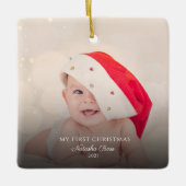Moderne Baby foto's 1 Kerstmis Keramisch Ornament (Voorkant)