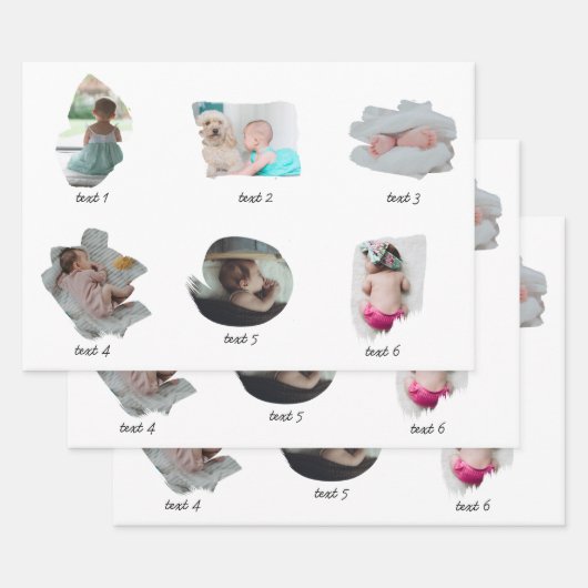 Moderne Baby foto's collage Inpakpapier Vel (Set)