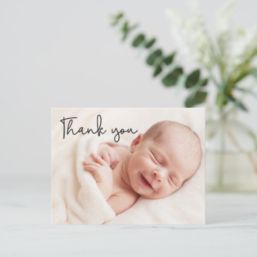 Moderne Baby Foto's dank je geboorteaankondiging Aankondigingskaart (Staand voorkant)