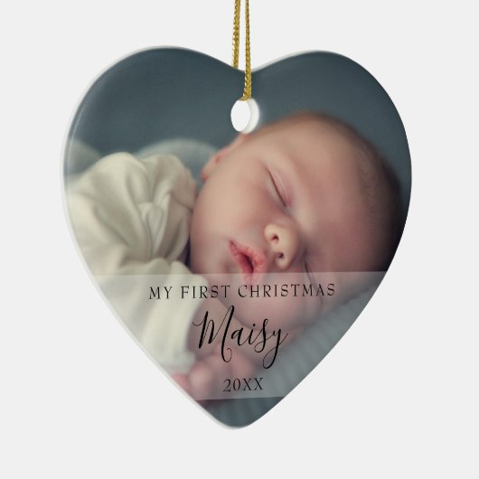 Moderne Baby foto's eerste kerstdag Keramisch Ornament (Rechts)