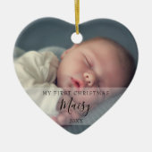 Moderne Baby foto's eerste kerstdag Keramisch Ornament (Voorkant)