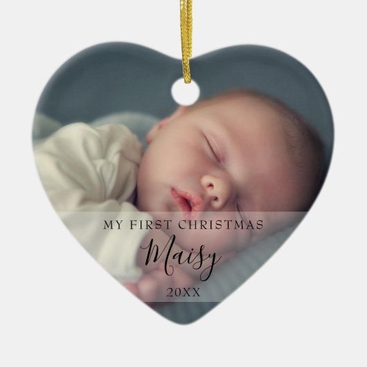 Moderne Baby foto's eerste kerstdag Keramisch Ornament (Voorkant)