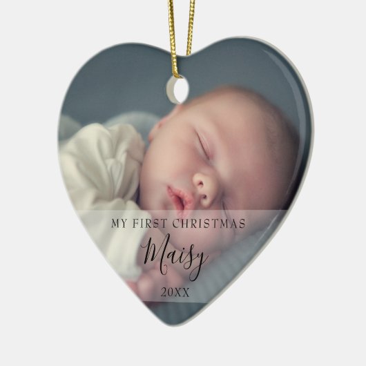Moderne Baby foto's eerste kerstdag Keramisch Ornament (Links)
