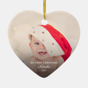 Moderne Baby foto's voor eerste kerstmis op maat Keramisch Ornament