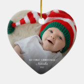 Moderne Baby foto's voor eerste kerstmis op maat Keramisch Ornament (Achterkant)