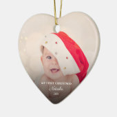 Moderne Baby foto's voor eerste kerstmis op maat Keramisch Ornament (Links)