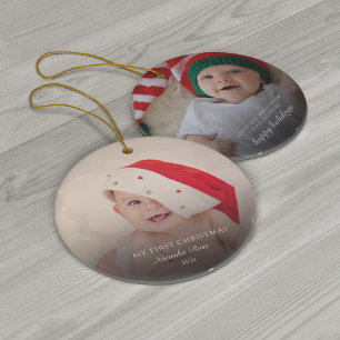 Moderne Baby foto's voor eerste kerstmis op maat Ornament