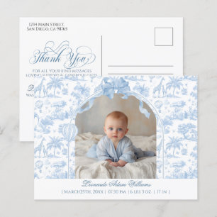 Moderne baby geboorteaankondiging foto dank je briefkaart