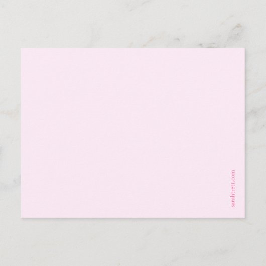 Moderne baby girl roze foto aankondiging briefkaar (Achterkant)