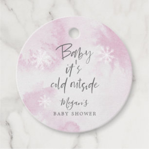 Moderne Baby Het is koud buiten de roze winterpoos Bedankjes Labels