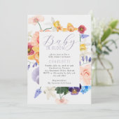 Moderne Baby in bloei helder bloemig Baby shower Kaart (Staand voorkant)