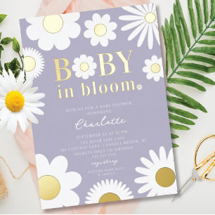 Moderne Baby in Bloom Baby shower Folie Folie Uitnodiging