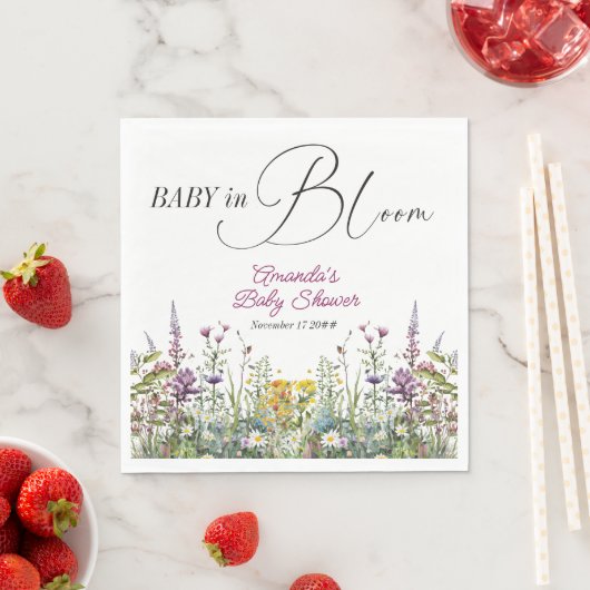 Moderne Baby in Bloom Wilde Floral Baby shower Servet (Insitu)