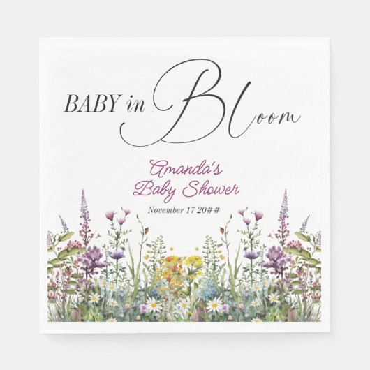 Moderne Baby in Bloom Wilde Floral Baby shower Servet (Voorkant)