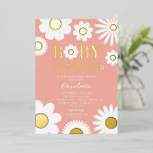 Moderne Baby in het Baby shower Bloom Folie Uitnodiging (Staand Voorkant)