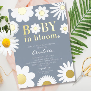 Moderne Baby in het Baby shower Bloom Folie Uitnodiging
