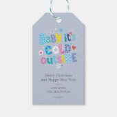Moderne Baby It's Cold Outside Stofblauw Cadeaulabel (Voorkant)
