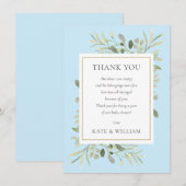 Moderne Baby Jongen Douche Dank u Gedicht Blauw Bedankkaart (Voorkant / Achterkant)