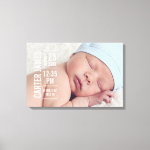 Moderne Baby Jongen Foto Geboorte Statistieken Kee Canvas Afdruk