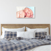 Moderne Baby Jongen Foto Geboorte Statistieken Kee Canvas Afdruk (Insitu (Slaapkamer))