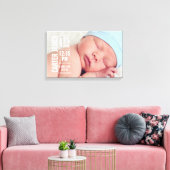 Moderne Baby Jongen Foto Geboorte Statistieken Kee Canvas Afdruk (Insitu (Woonkamer))