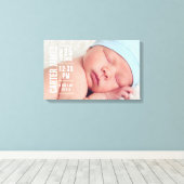 Moderne Baby Jongen Foto Geboorte Statistieken Kee Canvas Afdruk (Insitu (Houten vloer))