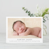 MODERNE BABY JONGEN FOTO kalligrafie type overlay Aankondiging (Staand voorkant)