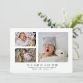 Moderne Baby Jongen Fotocollage Geboorte Aankondiging (Staand voorkant)